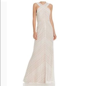 BCBGMAXAZRIA Bernadette Halter Lace Gown
